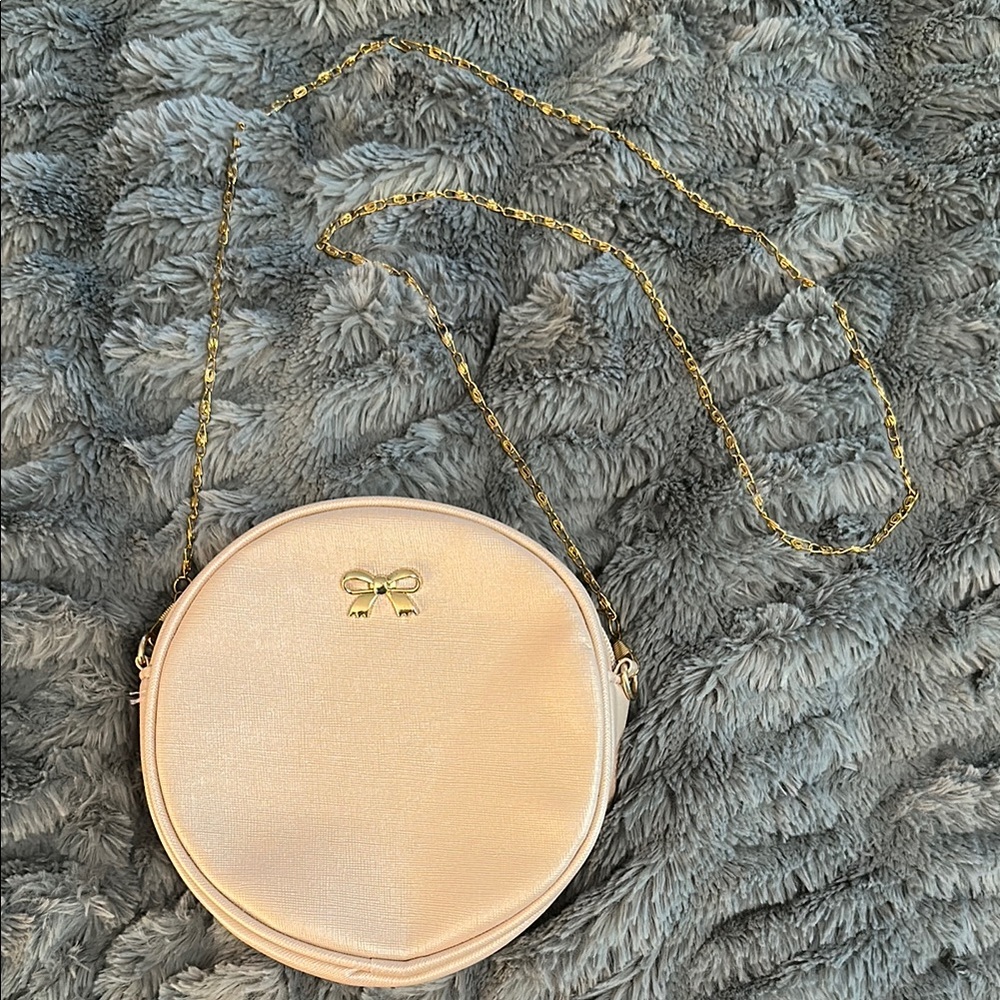 Blush Pink Circle Bag w Gold Chain